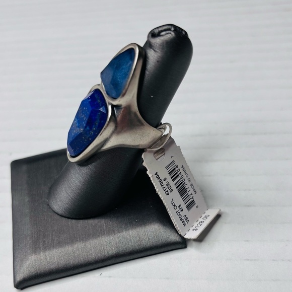 New KENDRA SCOTT Margot Silver Stone & Glass Cocktail Ring Size 6 - Picture 3 of 6